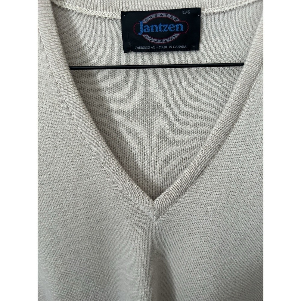 VTG Jantzen Acrylic & Wool Blend Sleeveless Sweater Vest L V-Neck Made in Canada - Picture 6 of 11
